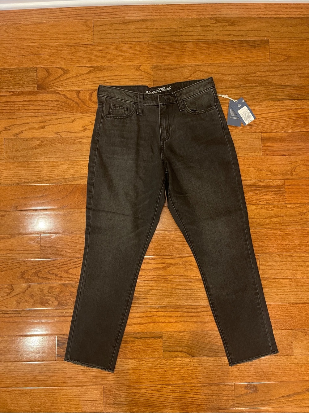 Universal Thread High Rise Straight Deep Charcoal Black Denim Jeans Pants 4 NWT